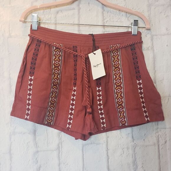 PEPE JEANS Ethnic Design Linen-Blend Shorts NWT - Picture 4 of 16